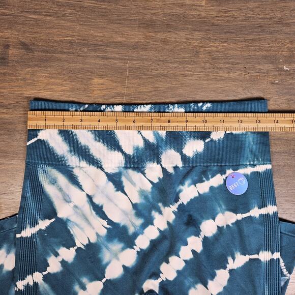 Victoria’s Secret Pink Womens Seamless Blue Green White Tie Dye Leggings Size L - Picture 5 of 6